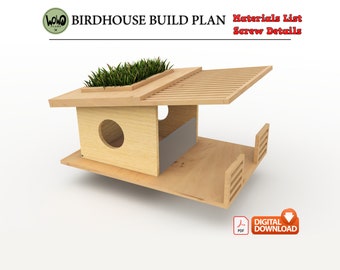 Bird House Build Plan, 8''x 1',Simple bird house,  Woodworking Project with the  Digital Downloading Files