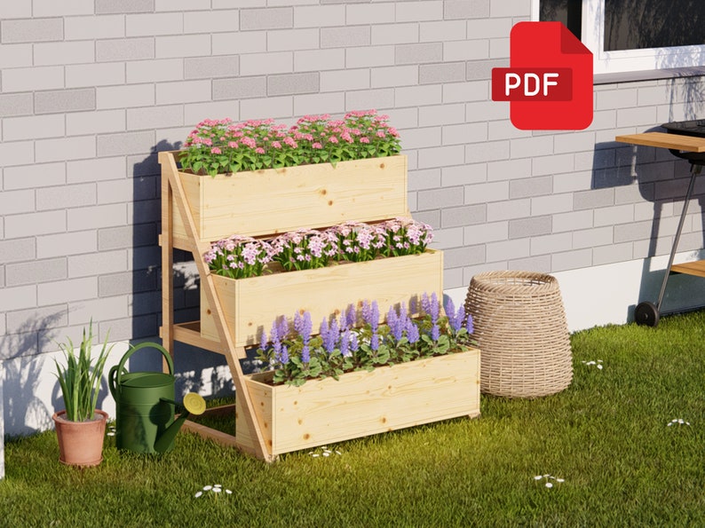 DIY 3 Tier Raised Planter Box Plans | Easy to Build Vegetable & Balcony ...