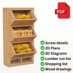 Kitchen Organizer Build Plan | Kitchen Storage Cabinet Plans - Vegetable storage, Onion & Potato Bin Build Plan | DIY Kitchen Storage
