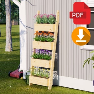 4-stufige vertikale Gartenbox | Blumenkasten -Gemüse & Blumen Wachsen | Digitaler Download