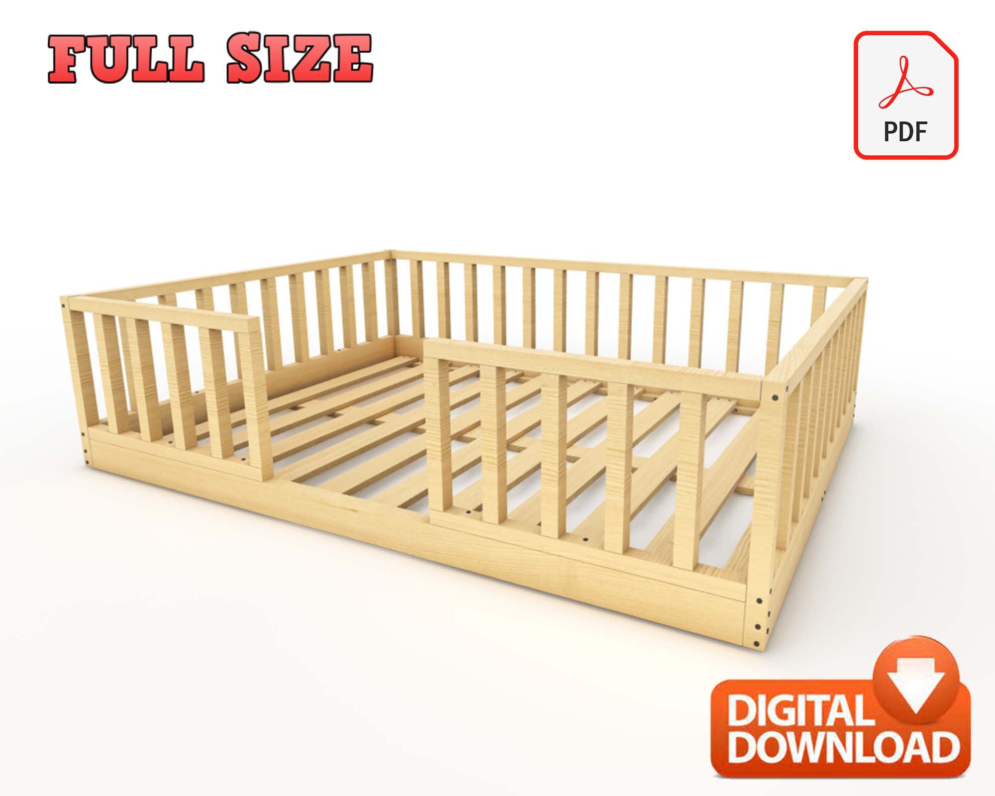 Full Size Montessori Floor Bed Digital Plan, DIY Montessori Floor Bed