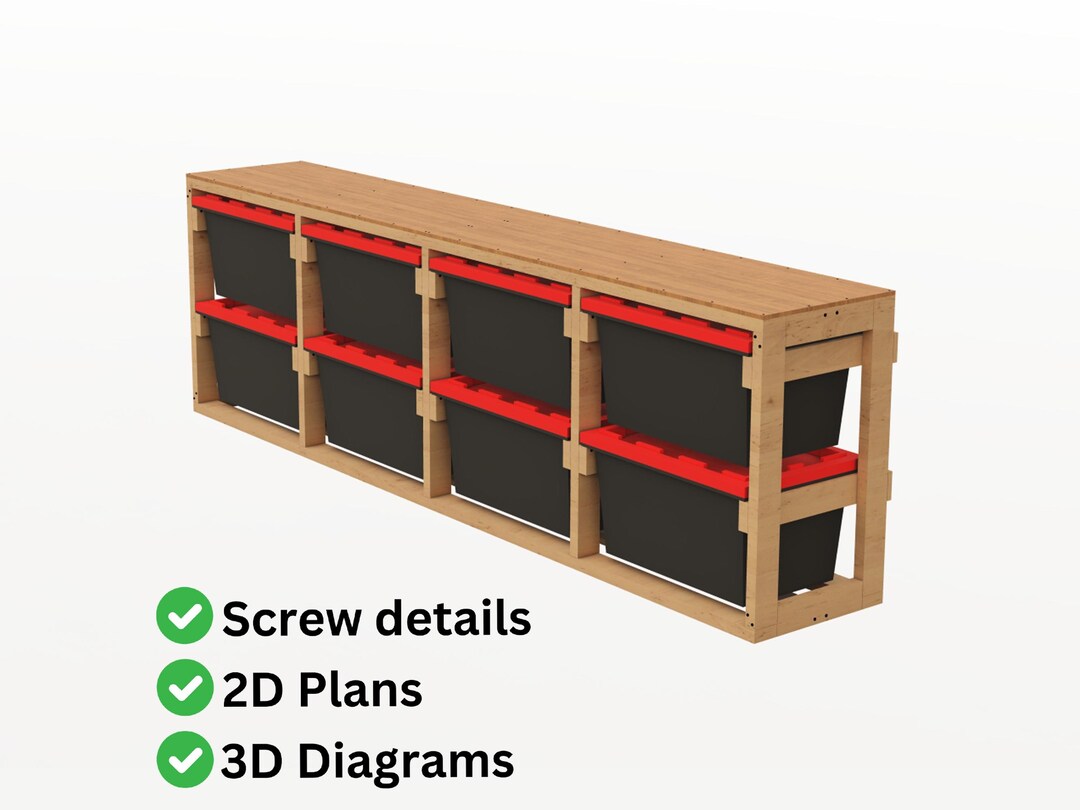 Garage Storage Shelf Plans | 27 Gallon Tote Rack | Easy Build PDF - Etsy