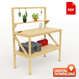 Simple 2x4 Potting Bench Plans | DIY Potting Bench | PDF Files & step-by-step instructions