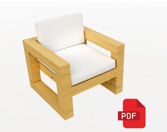 Plano de silla de exterior / Planos digitales de silla de exterior de madera - Planos de muebles de exterior modernos