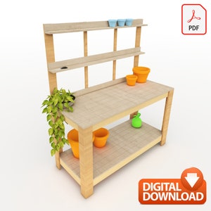 Potting Bench Digital Plan, DIY Outdoor Work Station Build Plan - PDF