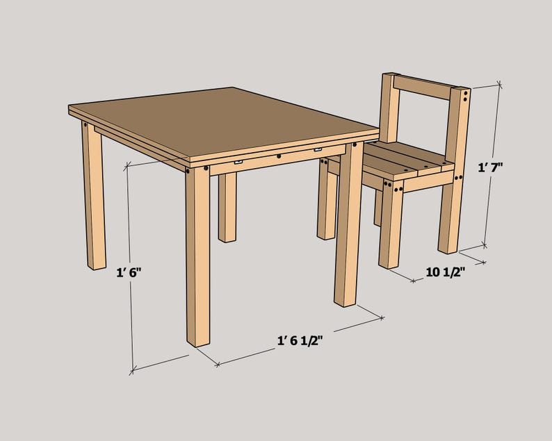 Kids Table and Chair Plan | Montessori Kids Furniture Plan - Build Your ...