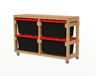 Rolling Tote Storage Rack Plans | 27 Gallon Organizer on Wheels | PDF Download