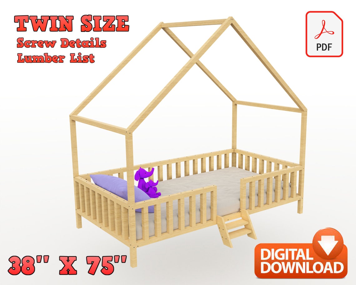 Twin Size Montessori Floor Bed Digital Plan DIY Montessori Etsy