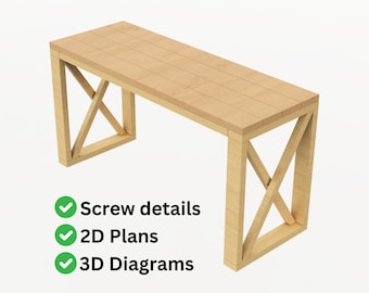 Piani per scrivania in stile fattoria, semplici progetti di lavorazione del legno, / Prodotto digitale (PDF)