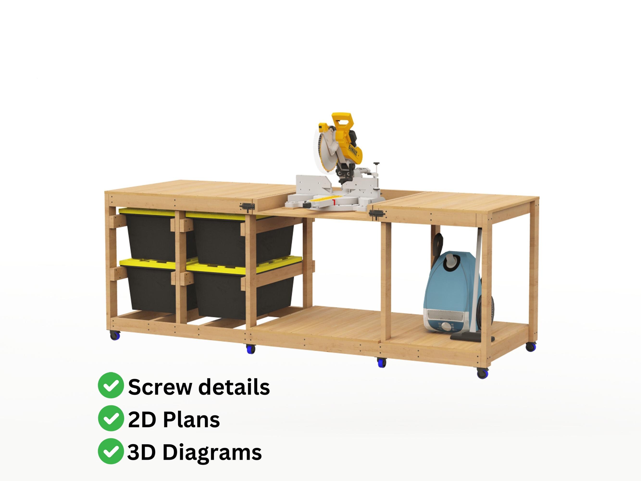 Plans d'établi mobile | Table rabattable pour scie à onglet | Établi pour scie à table PDF