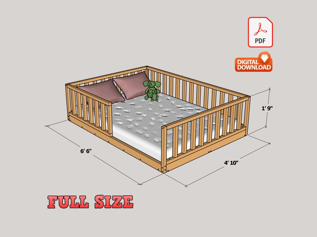Plano digital de cama de suelo Montessori de tamaño completo