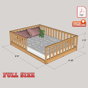 Full Size Montessori Floor Bed Digital Plan, DIY Montessori Floor Bed Build Plan - PDF