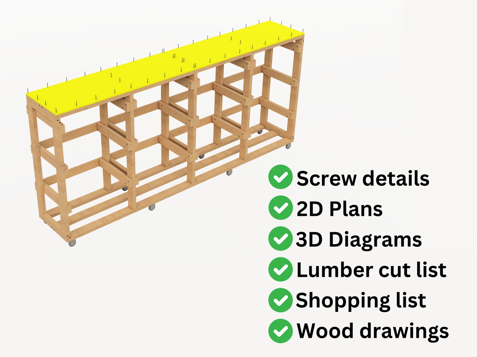 27 Gallon Rolling Storage Rack Plans | Large Capacity Garage Organizer ...
