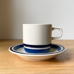 Retro Navy Striped Coffee Cups & Saucers, Hearthside Estate Collection image 1