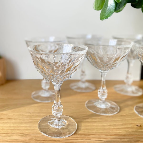 Vintage Diamond Cut Crystal Cocktail Glasses, Vintage Cocktail Glasses, Unique Barware Gift, Elegant Mother's Day Gift