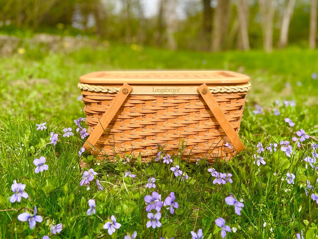 Vintage Longaberger Founders Market Basket With Liner and Lid, Vintage