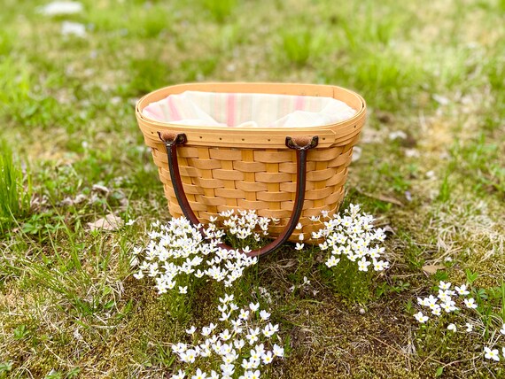 Vintage Basket Purse with Leather Handle, Longabe… - image 9