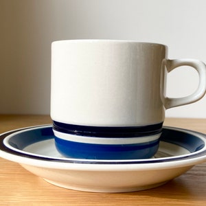 Retro Navy Striped Coffee Cups & Saucers, Hearthside Estate Collection image 3