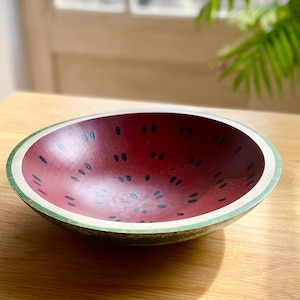 Watermelon Vintage Folk Art Wooden Serving Bowl, Farmhouse Decor Gift, Mother's Day Gift