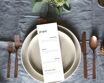 Minimalist Modern Wedding Event Menu