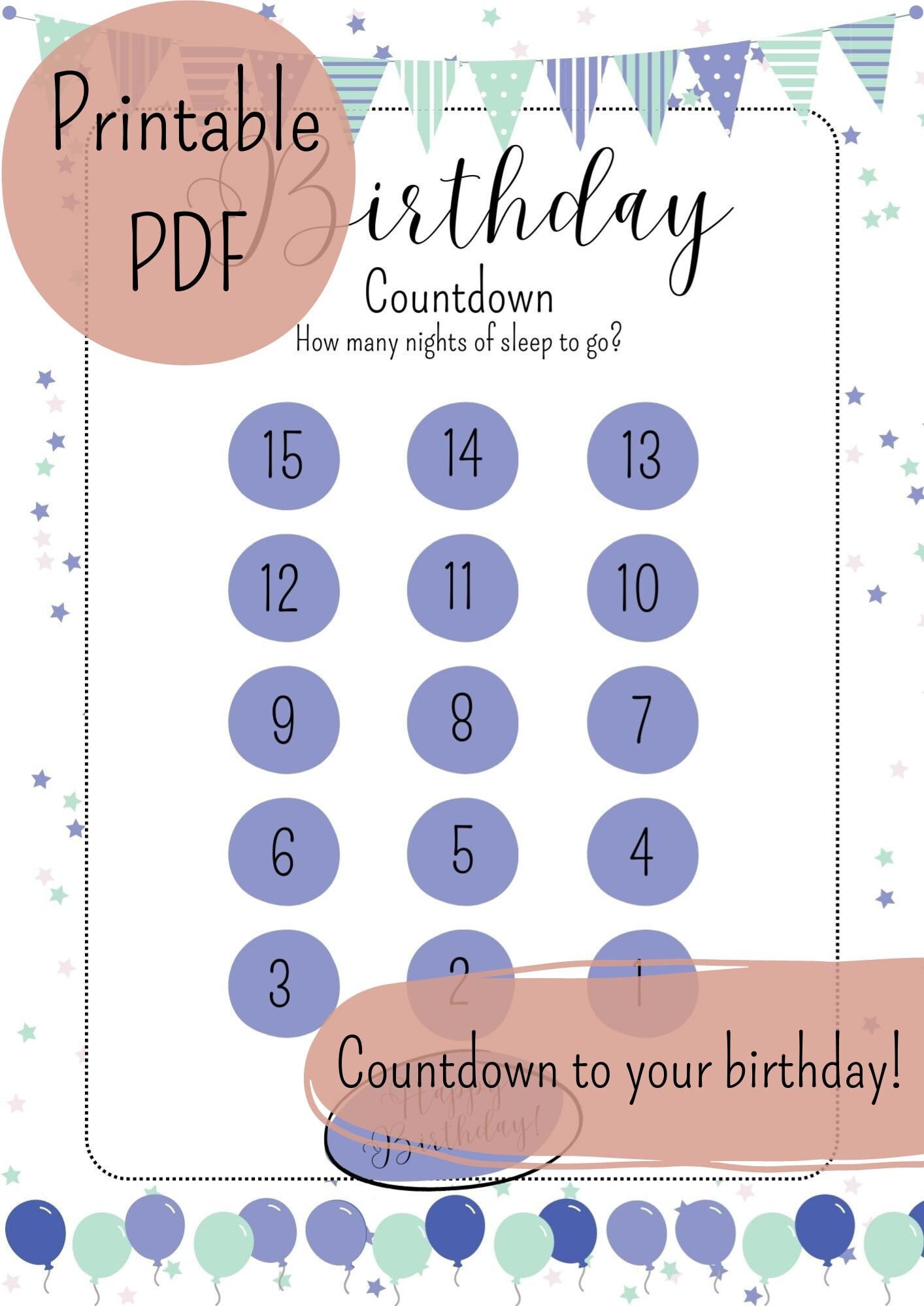 Birthday Countdown Calendar, Counting Days Till Birthday Blue Boys Girls, Printable PDF - Etsy birthday-countdown-calendar-counting-days-till-birthday-blue-boys-girls-printable-pdf-etsy