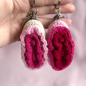 Keychain vulva shape, satisfier, Crochet funny, funny gifts, pleasure, Plush, adult tools only, party, valentine
