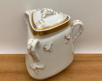 Vintage Haviland and Limoge, triangle shaped sugar jar, 1800’s