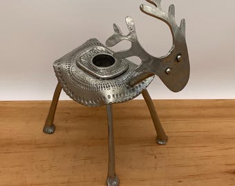 Junk Style metal reindeer candlestick holder
