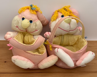 Vintage pair of 1980’s Puffalump bunny Easter Baskets