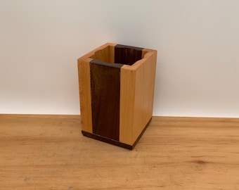 Handmade spliced wood pen- pencil- utensil holder