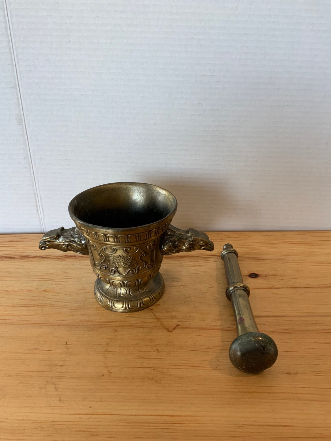 Brass Colored Pestle and Mortar With Eagle Head Handles Etsy