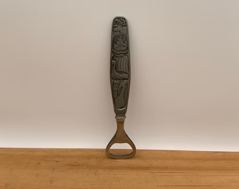 Vintage pewter Norge bottle opener, “Kongsvincer”, Kong-tin
