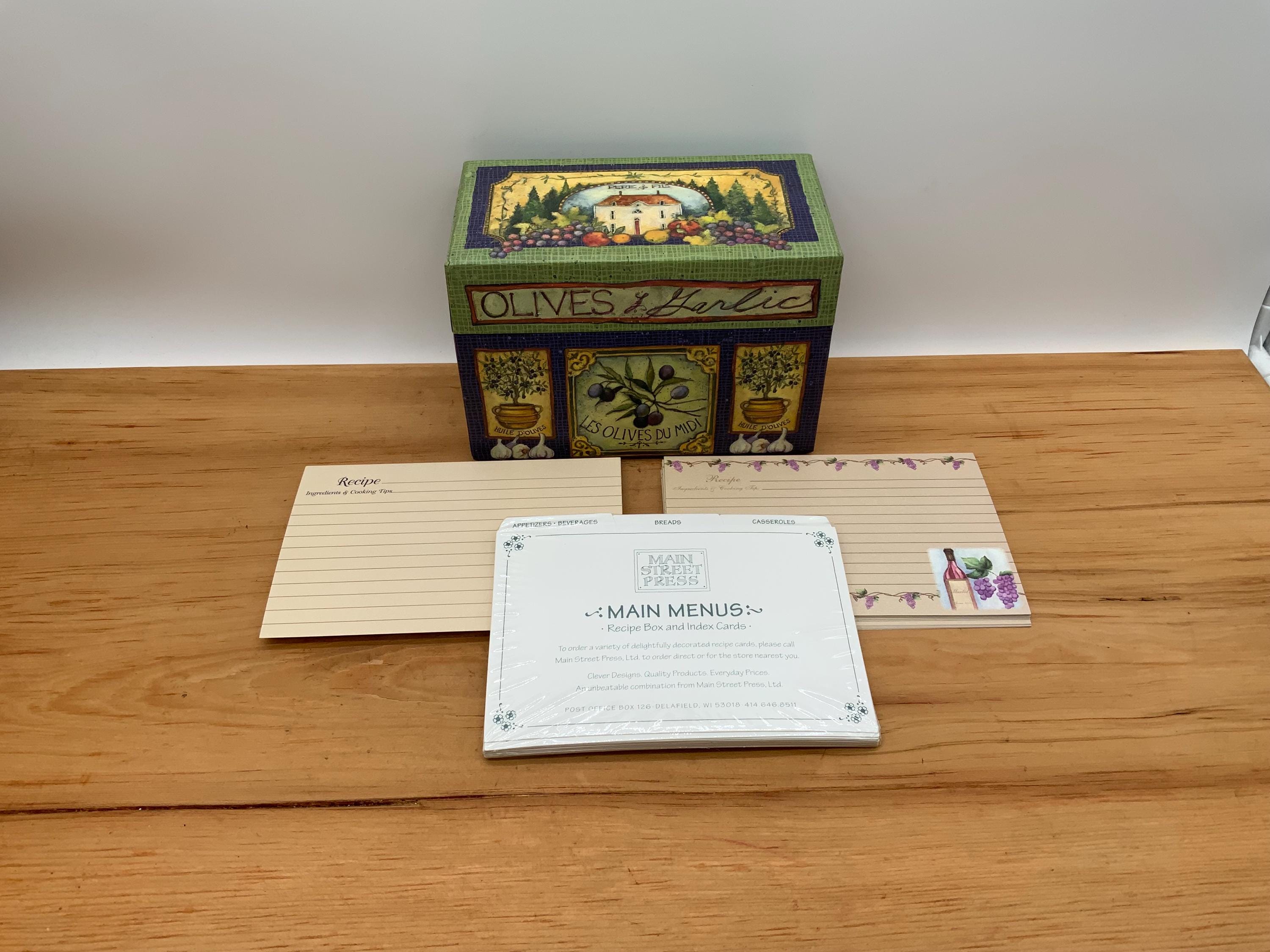 LANG Recipe Box “olive & Herb” With Recipe Cards - Etsy