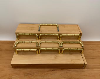 Vintage lot of 10 brass drawer pull handles with hardware