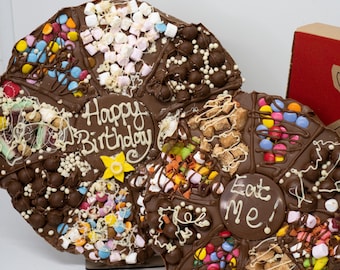 Chocolate Pizza 10 and 12 Inches, personalised, happy birthday, thank you, gift