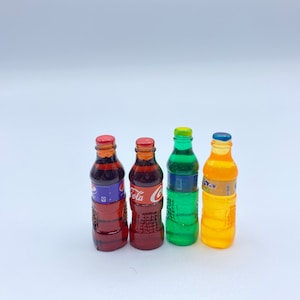 1:12 Coke Pepsi Sprite Fanta soda bottle miniatures random 4pcs for BJD Barbie dolls