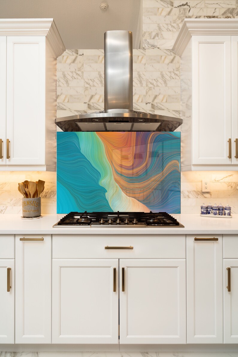 Custom Kitchen Backsplash, Tempered Glass Backsplash Panel, Oven