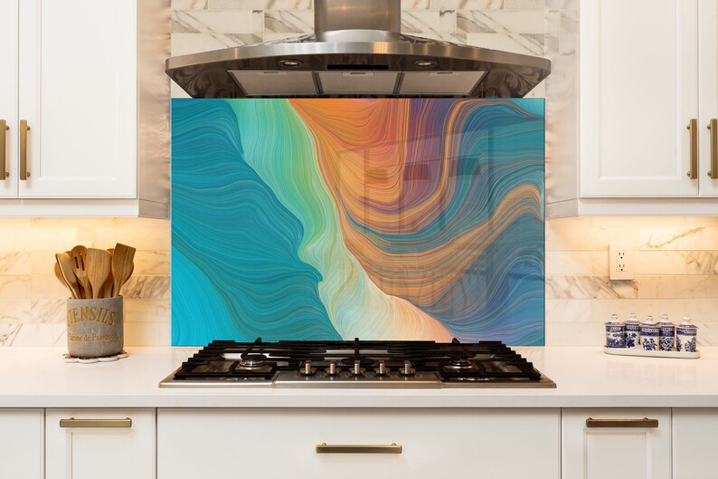Custom Kitchen Backsplash, Tempered Glass Backsplash Panel, Oven