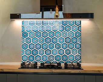 Tempered Glass Stove Backsplash: Eastern Mosaic Tile Kitchen Decor