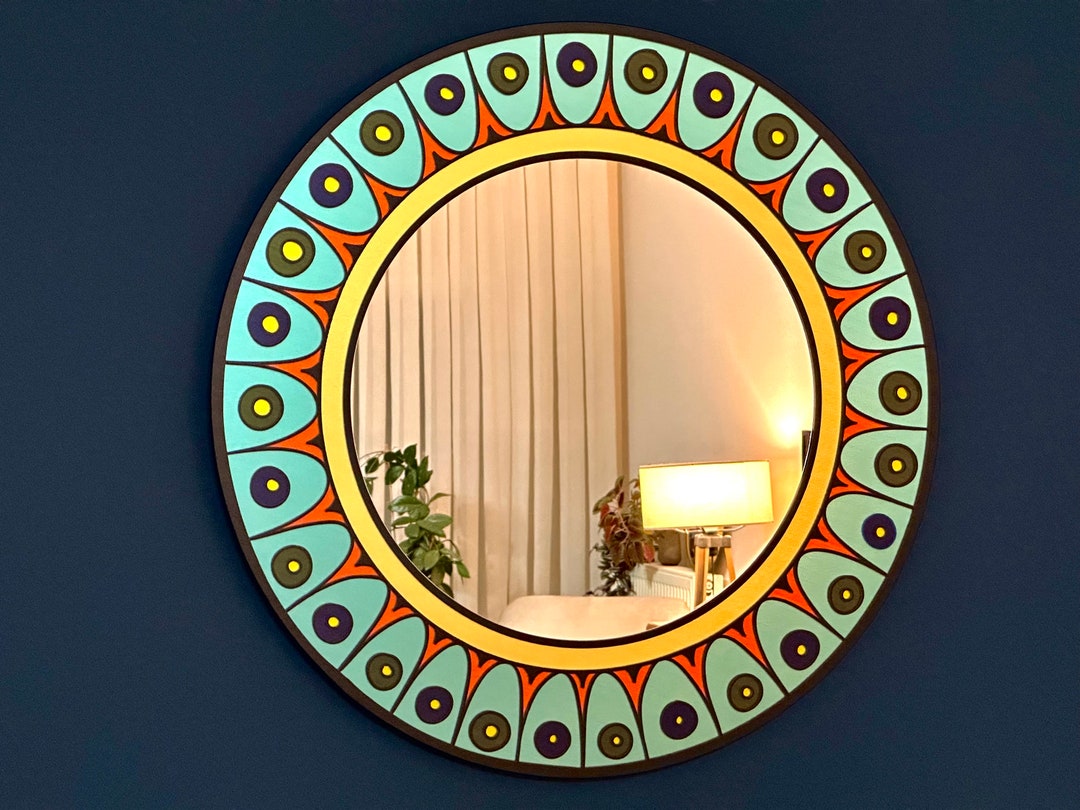Retro Inspired Colorful Wall Mirror for Hallways, Entryways and ...