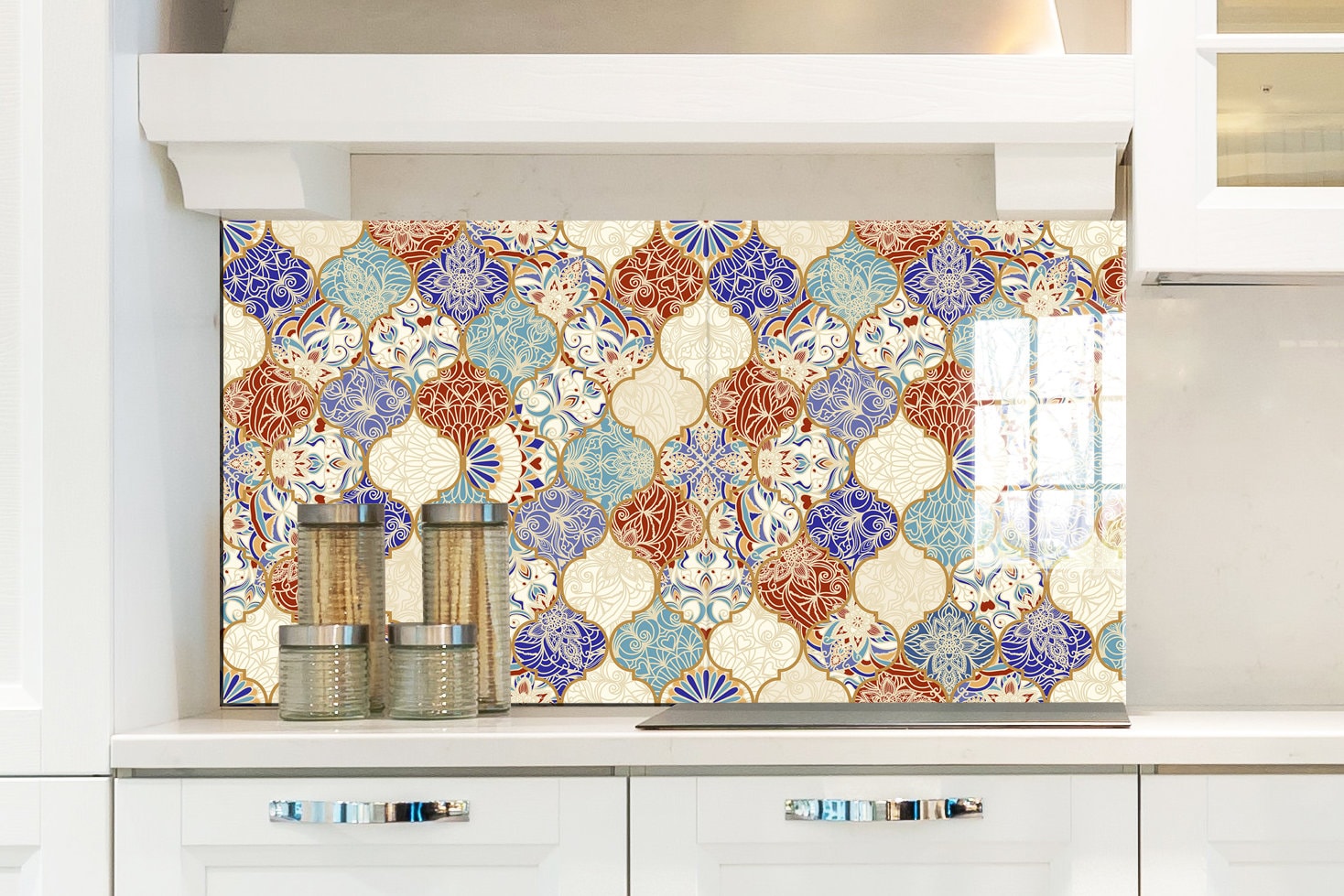 Turkish Tile Tempered Glass Stove Backsplash: Kitchen Wall Art - Etsy, image size:1468x979