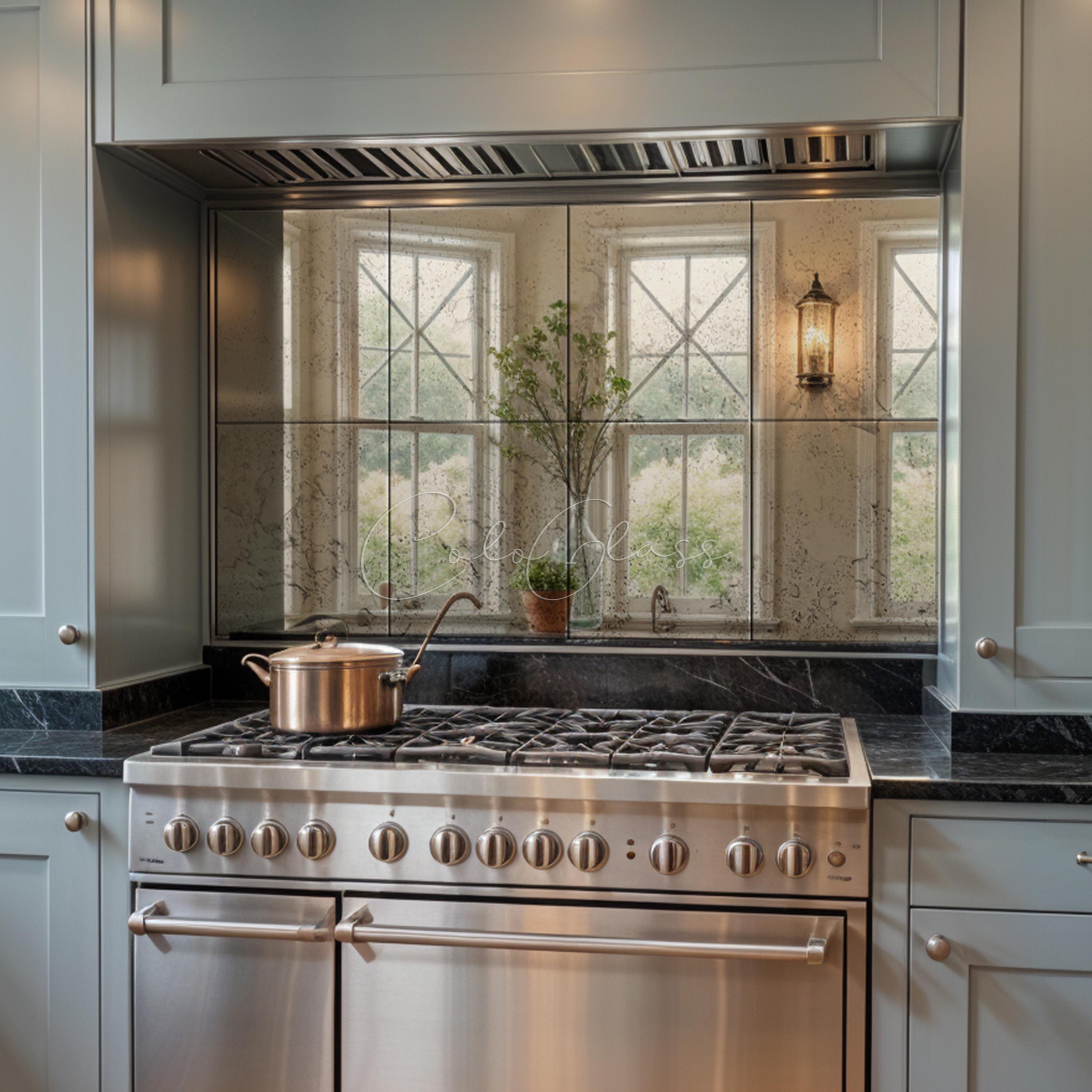 Kitchen Backsplash Vintage Mirror Tiles with Distressed Finish