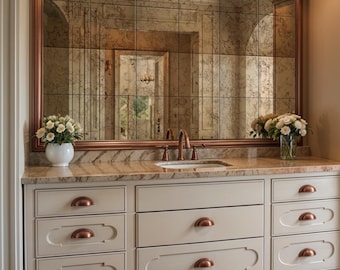 Antique Mirror Tiles for Bathroom Vanity, Distressed Mirrors for Vintage Wall Decor