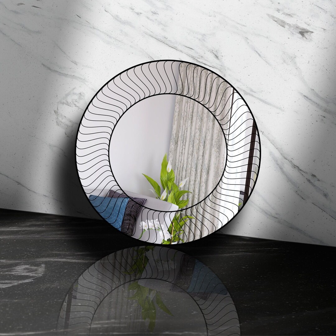 Black Wall Mirror Modern Mirror Art of Mirror Vanity Etsy