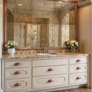 Antique Mirror Tiles for Bathroom Vanity, Distressed Mirrors for Vintage Wall Decor