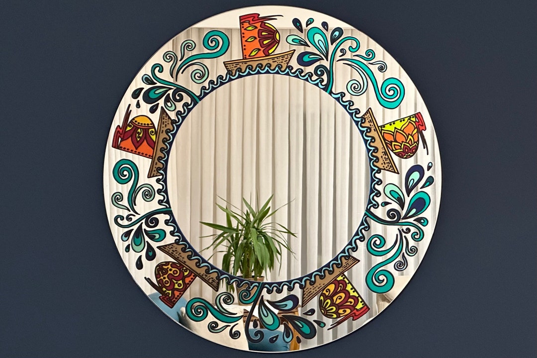 Stained Glass Wall Mirror With Artistic Nautical Design Wall Mirror for ...