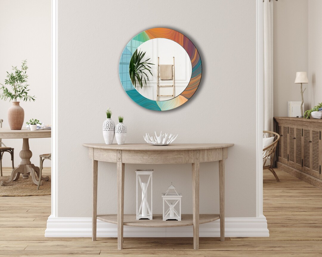 Crafted Round Wall Mirror With Unique Design for Stylish Home Decor