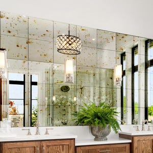 Rusty Antique Mirror Tiles, Antique Glass Mirror Tiles, Distressed Mirror Tiles, Antique Bathroom, Antique Backsplash, Antique Wet Bar