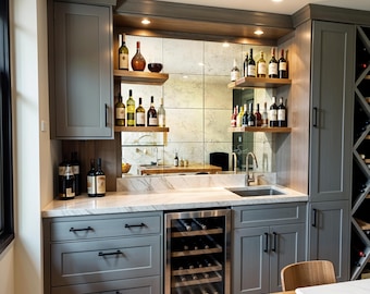 Antique Wet Bar Mirror Backsplash Tiles