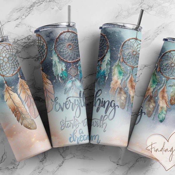 Dream catcher, dreamer, majestic, celestial, 20oz sublimation tumbler wrap, png, beautiful tumbler template, custom